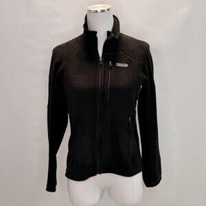 Patagonia R2 Jacket Womens Small Black Polartec Fleece Full Zip Pockets Warm